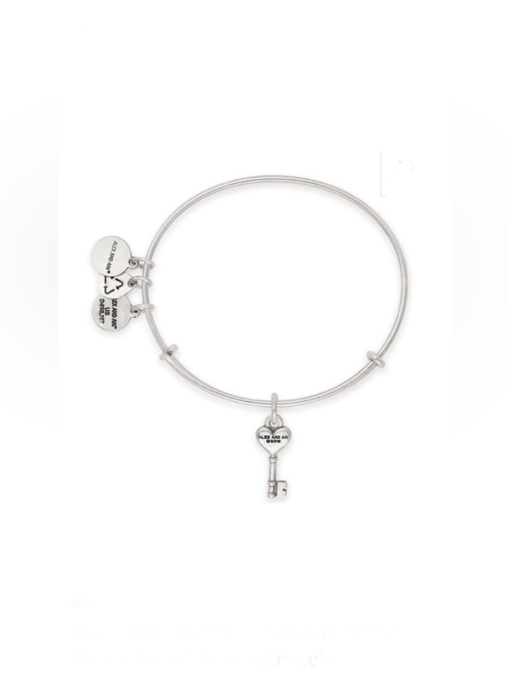 Alex and Ani Key To Love Silver Heart Key Charm Bracelet